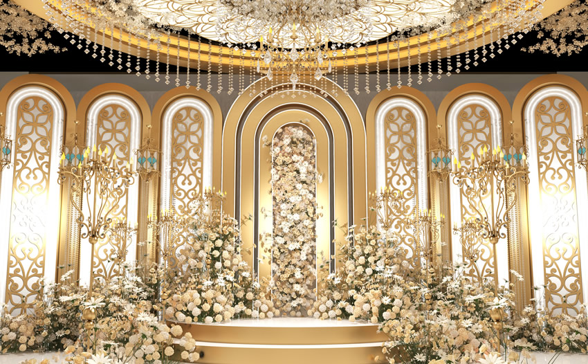 抚松香槟色调婚礼堂效果展示
